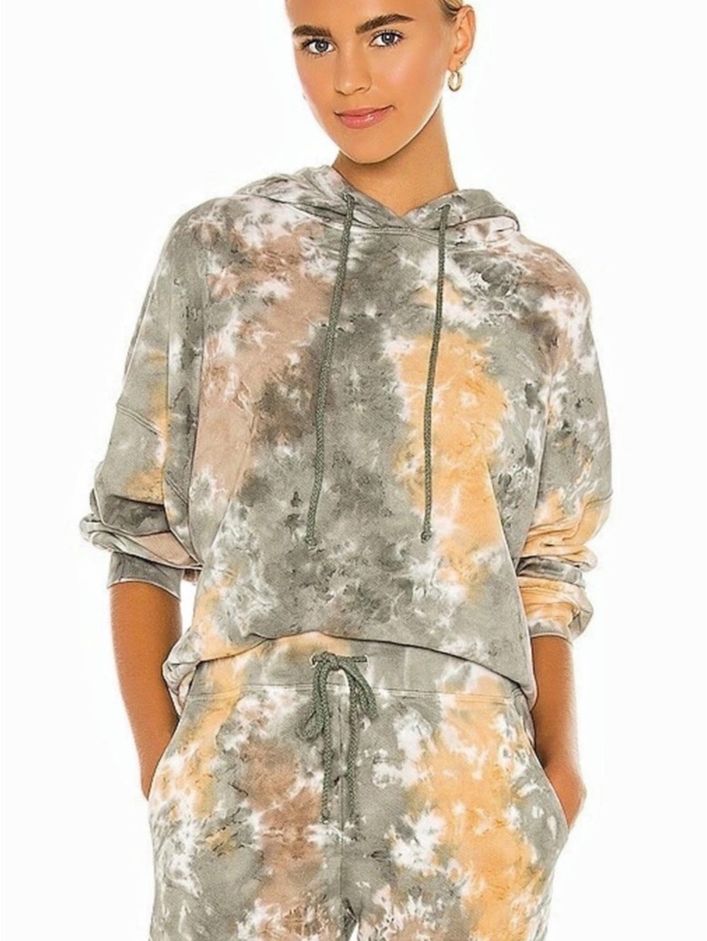 Daydreamer Tie-Dye Cotton Hoodie in Orange & Gray XL Like New